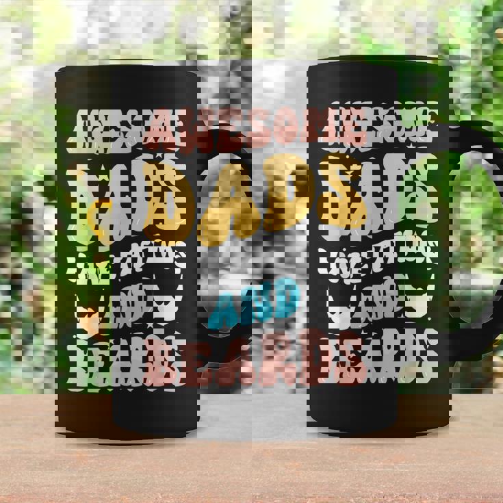 Mens Awesome Dads Have Tattoos Tattooed Dad Funny Fathers Day Coffee Mug Gifts ideas