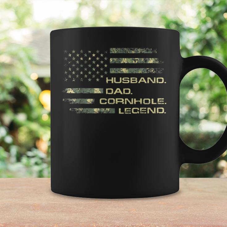 Mens Cornhole Husband Dad Cornhole Legend American Flag Coffee Mug Gifts ideas
