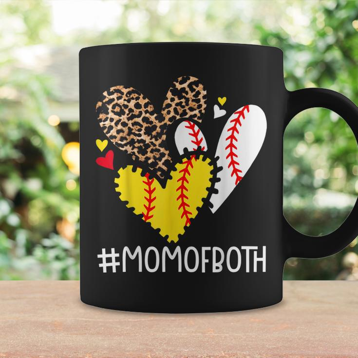 Mom Of Both Leopard Heart Softball Mom Baseball Mothers Day Coffee Mug Gifts ideas