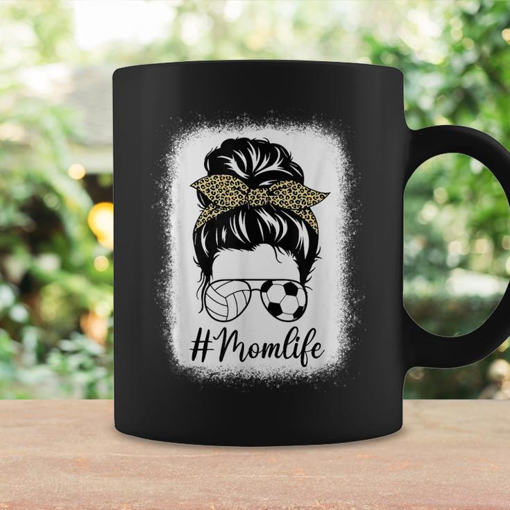 Mothers Day Volleyball And Soccer Mom Life Messy Bun Leopard Coffee Mug Gifts ideas