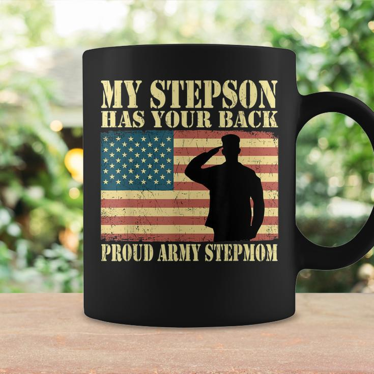 My Stepson Has Your Back Proud Army Stepmom Military Mom Coffee Mug Gifts ideas
