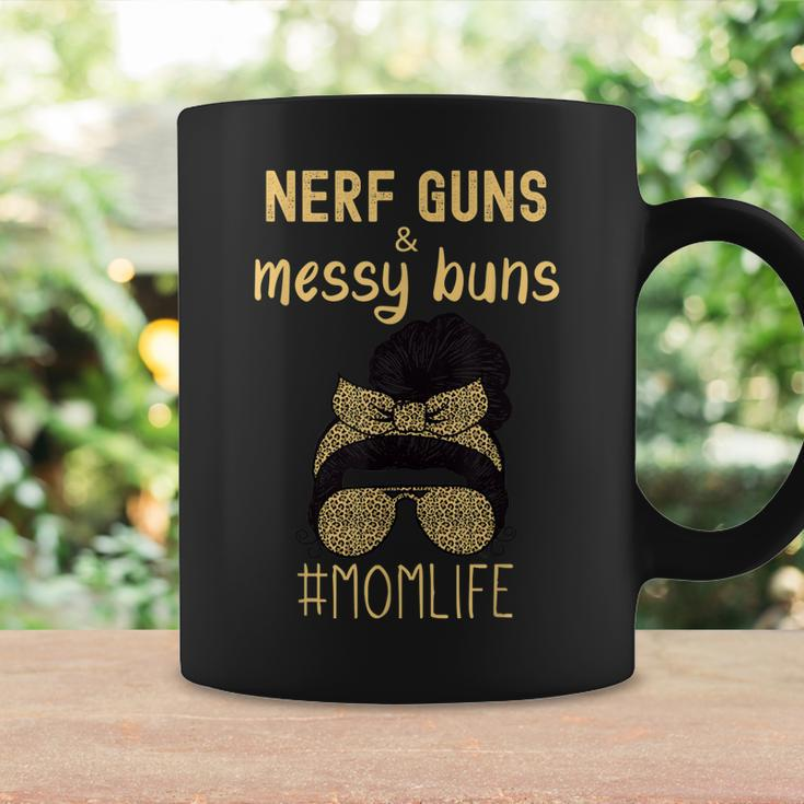 Nerf Guns And Messy Buns Funny Momlife Leopard Print Coffee Mug Gifts ideas