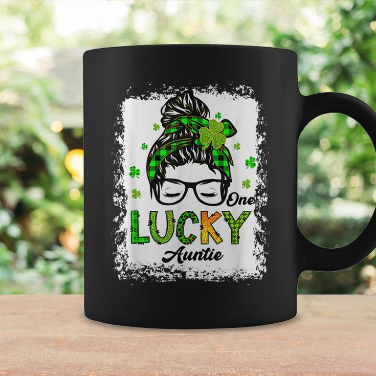 One Lucky Auntie Messy Bun Shamrock St Patricks Day Coffee Mug Gifts ideas