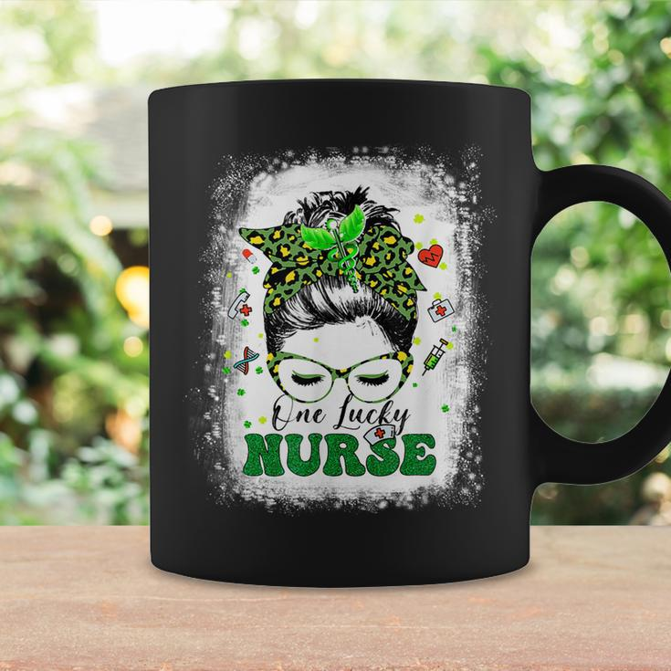 One Lucky Nurse Messy Bun Shamrock St Patricks Day Coffee Mug Gifts ideas