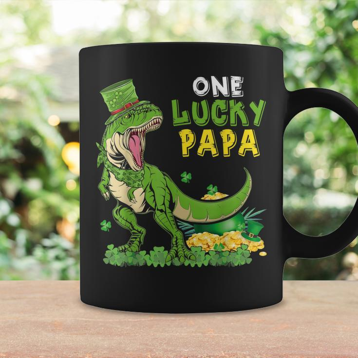 One Lucky Papa Funny St Patricks Day T-Rex Leprechaun Gift Coffee Mug Gifts ideas