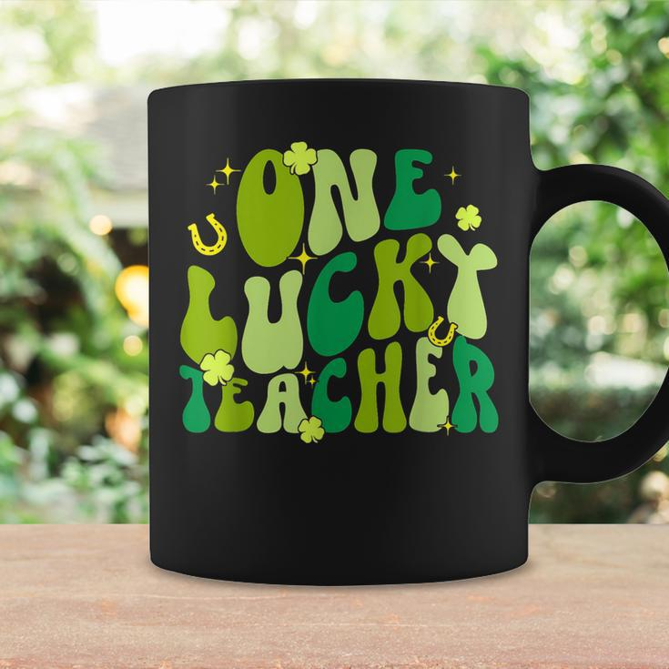 One Lucky Teacher Shamrock St Patricks Day Retro Groovy Coffee Mug Gifts ideas