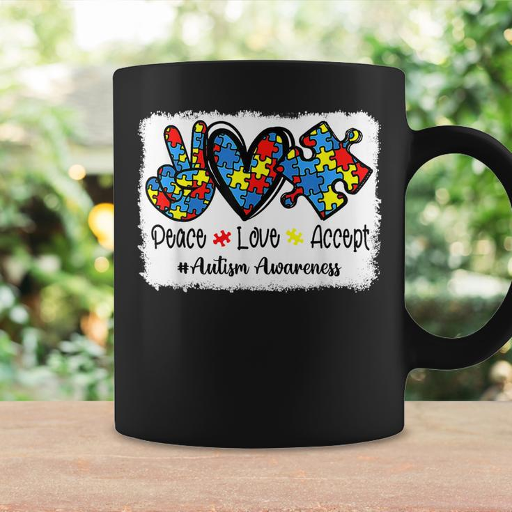 Peace Love Accept Autism Puzzle Pieces Autism Mom Dad Kids Coffee Mug Gifts ideas