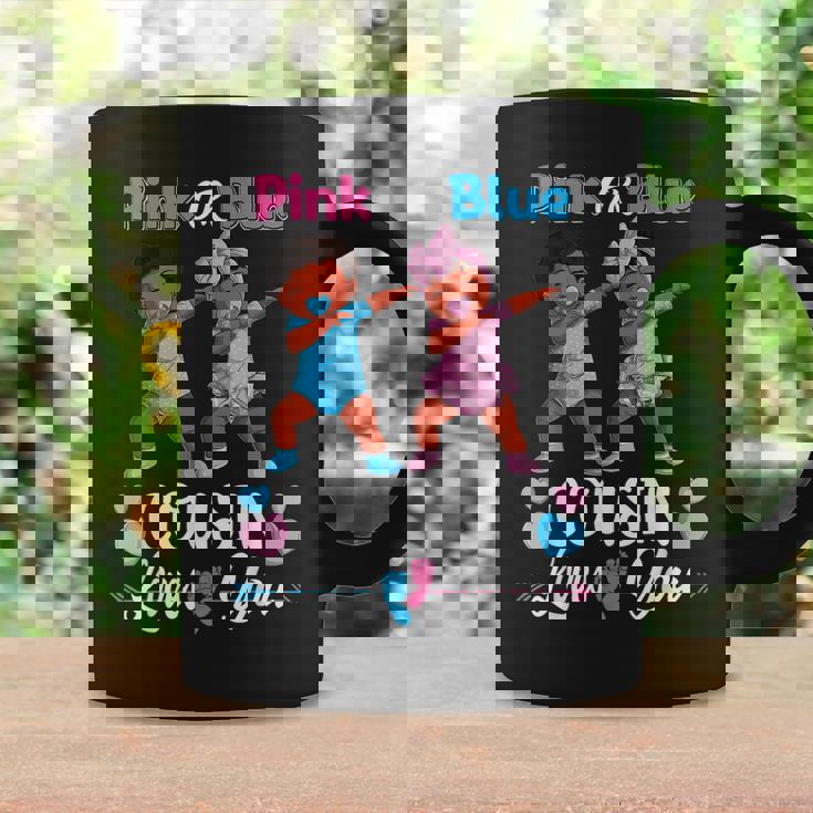 Pink Or Blue Cousin Loves You Black Baby Gender Reveal Party Coffee Mug Gifts ideas