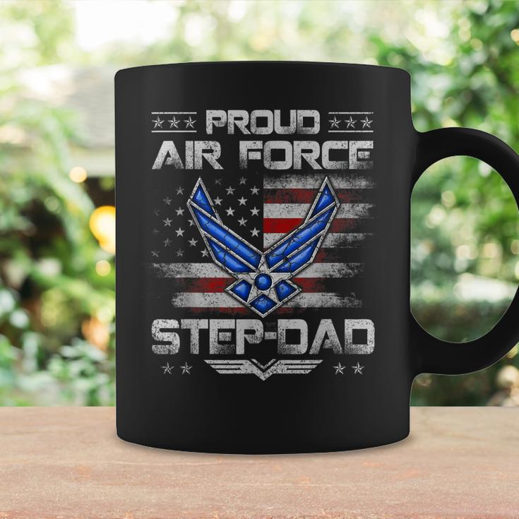 Proud Air Force Step-Dad Veteran Vintage Flag Veterans Day Coffee Mug Gifts ideas