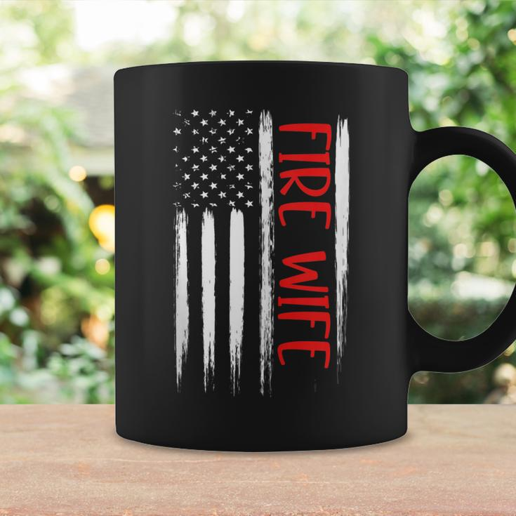 Proud Fire Wife Thin Red Line American Flag Firefighter Gift Coffee Mug Gifts ideas