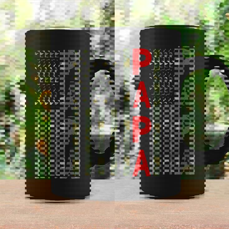 Proud Papa Camouflage American Flag Camo Funny Fathers Day Coffee Mug Gifts ideas
