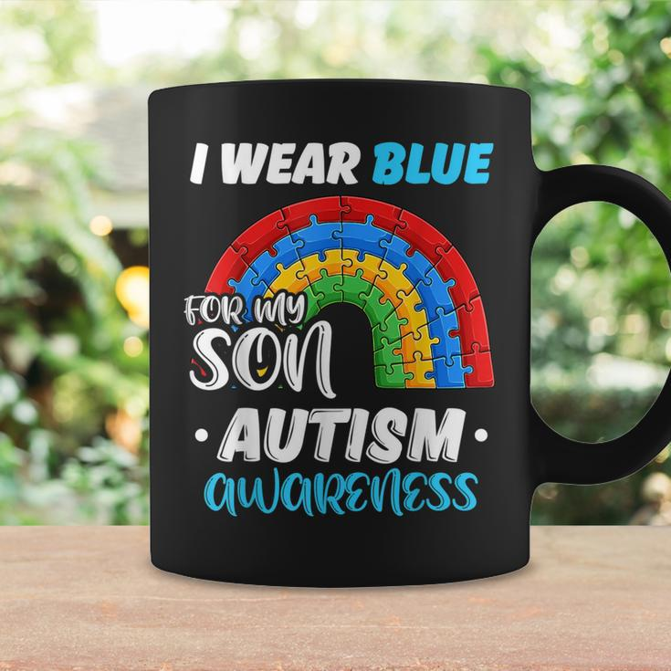 Rainbow Puzzle Autism I Wear Blue For Son Autism Awareness Coffee Mug Gifts ideas