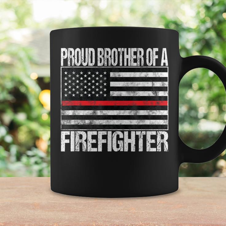Red Line Flag Proud Brother Of A Firefighter Fireman Coffee Mug Gifts ideas