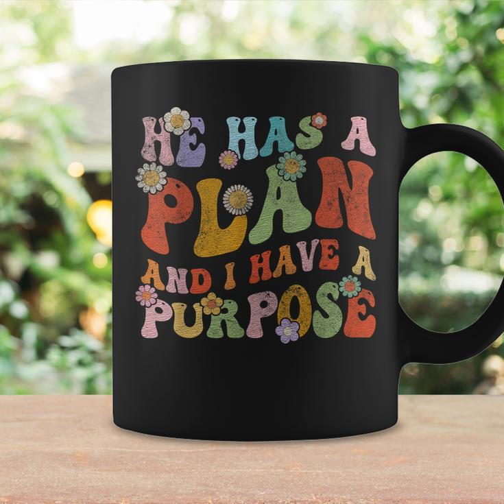 Retro Groovy He Has A Plan And I Have A Purpose Christian Coffee Mug Gifts ideas