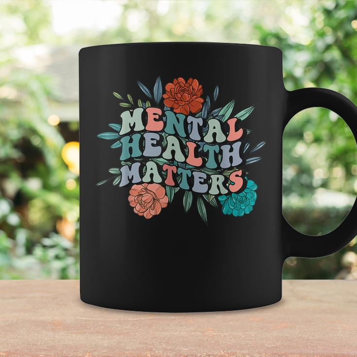 Retro Mental Awareness Mental Health Matters Groovy Flower Coffee Mug Gifts ideas