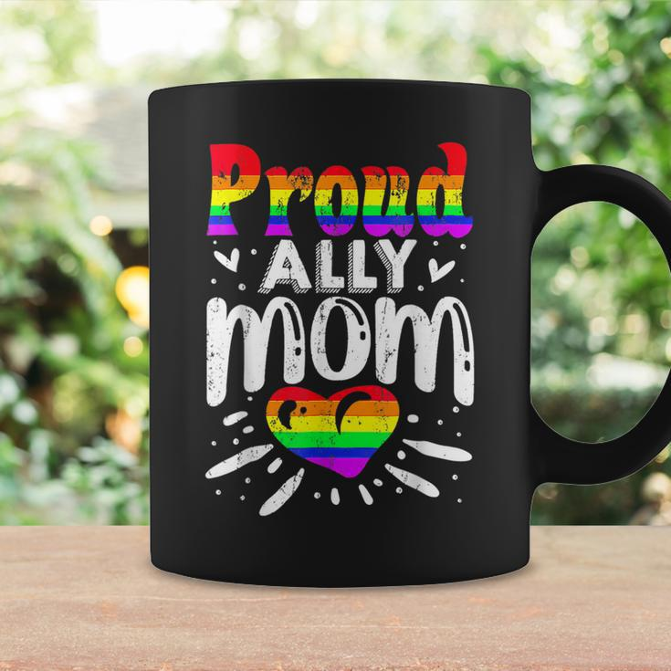 Retro Proud Ally Mom Rainbow Heart Lgbt Gay Lesbian Pride Coffee Mug Gifts ideas