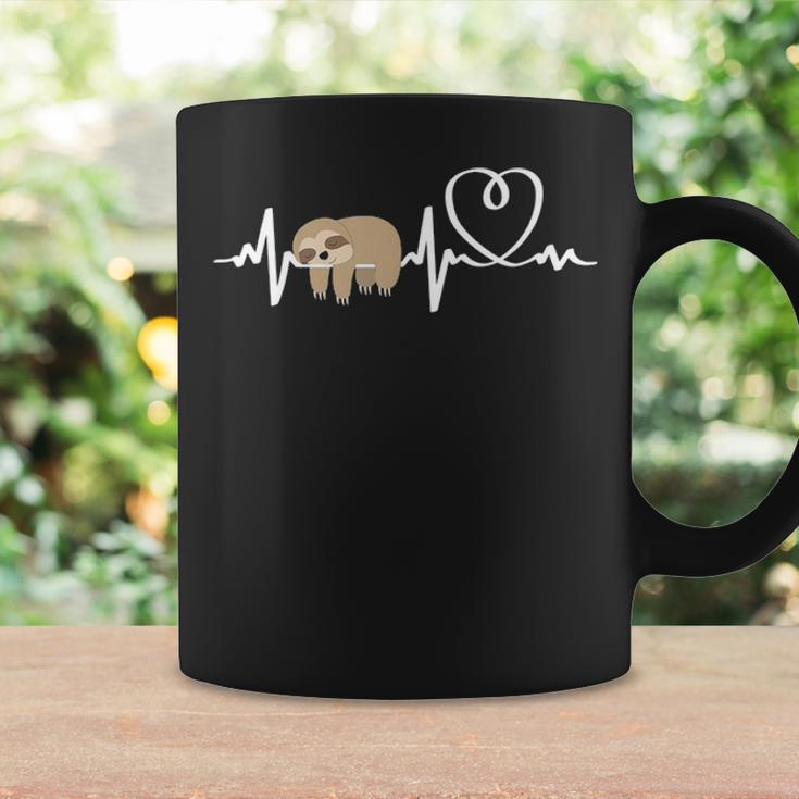Sloth Hearts Ekg Heartbeat Sleepy Coffee Mug Gifts ideas