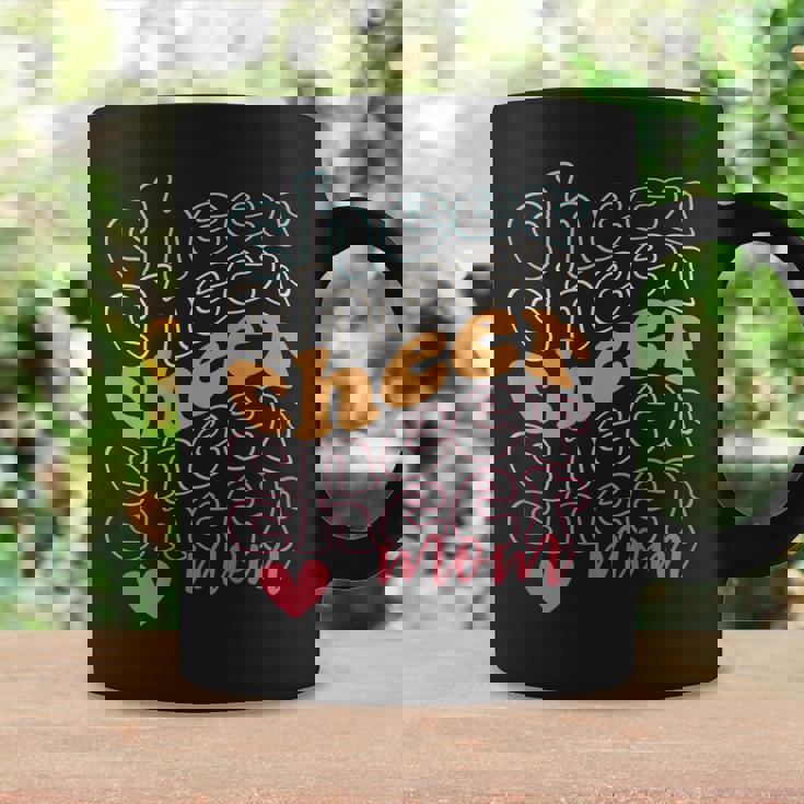Smile Cheer Mom Retro Cheerleading Mom Game Day Cheer Coffee Mug Gifts ideas
