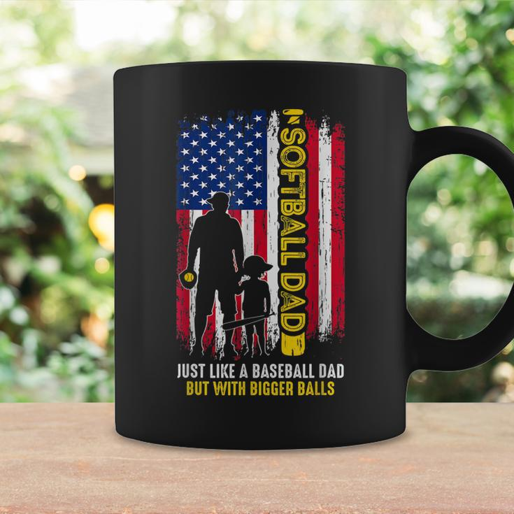 Softball Dad Like A Baseball Dad Usa Flag Fathers Day Coffee Mug Gifts ideas