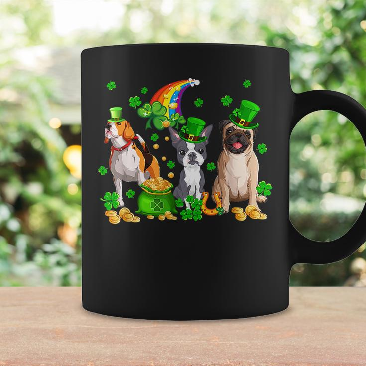 Three St Patricks Day Dogs Beagle Pug French Bulldog Lover Coffee Mug Gifts ideas