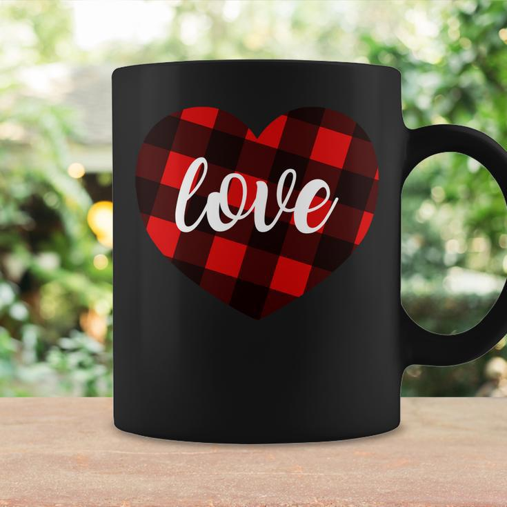 Valentines Days Buffalo Plaid Heart Tee - Men Women T-Shirt Coffee Mug Gifts ideas