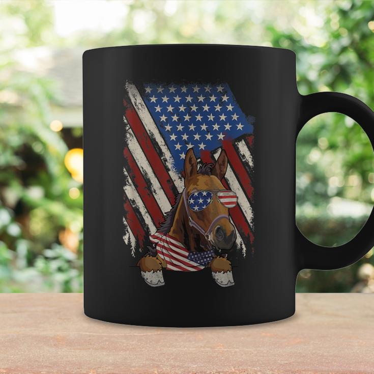 Vintage American Flag Horse Dad Mom Horse Lover 4Th Of July Coffee Mug Gifts ideas