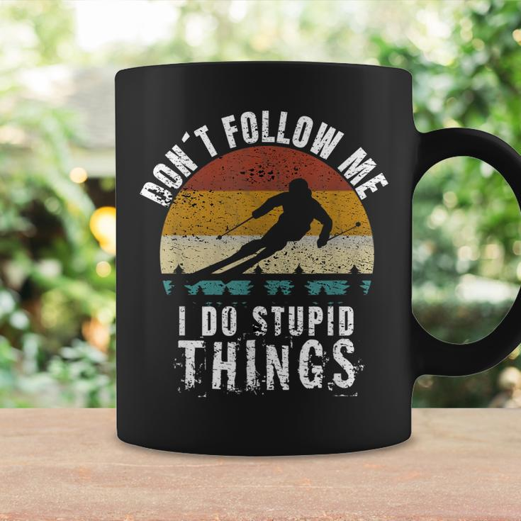 Vintage Dont Follow Me I Do Stupid Things Cool Skiing Gift Coffee Mug Gifts ideas
