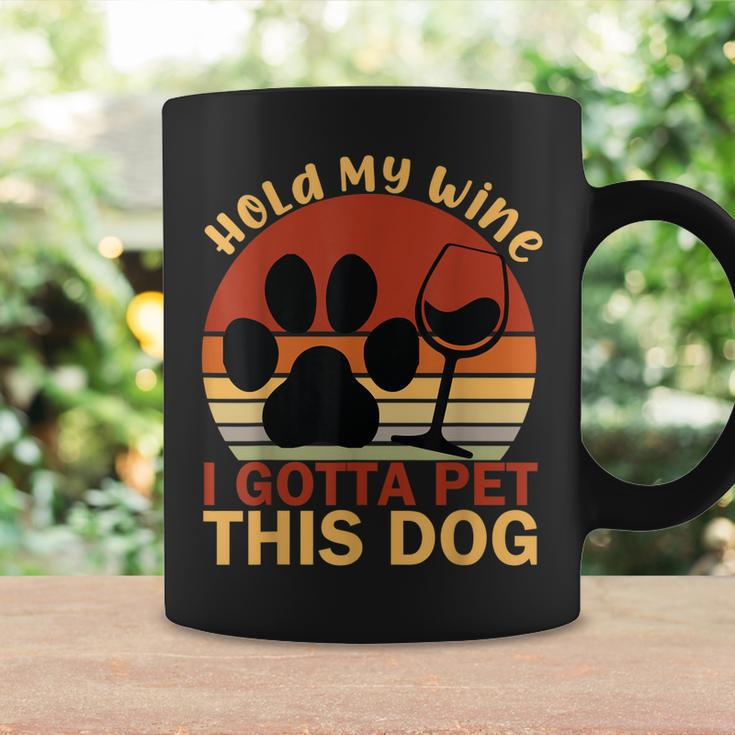 Vintage Hold My Wine I Gotta Pet This Dog Adoption Dad Mom Coffee Mug Gifts ideas
