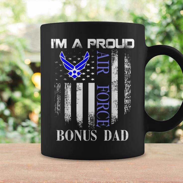 Vintage Im A Proud Air Force Bonus Dad With American Flag Coffee Mug Gifts ideas