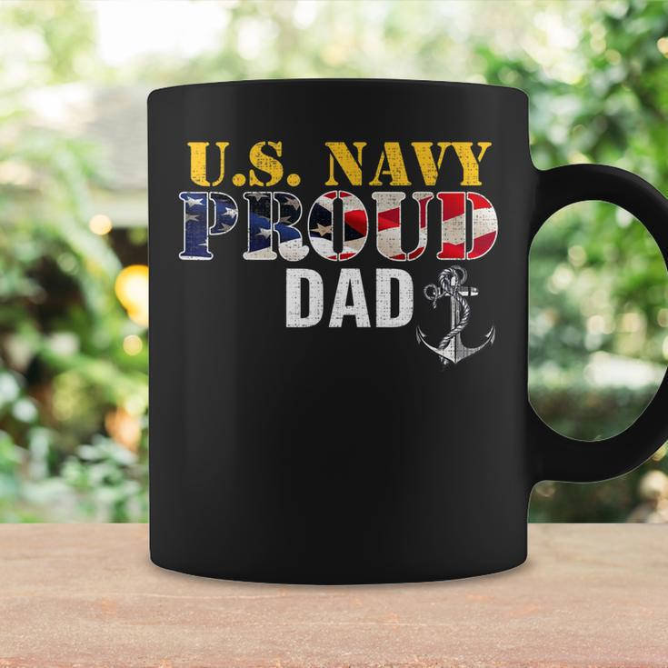 Vintage Navy Proud Dad With US American Flag Gift Coffee Mug Gifts ideas