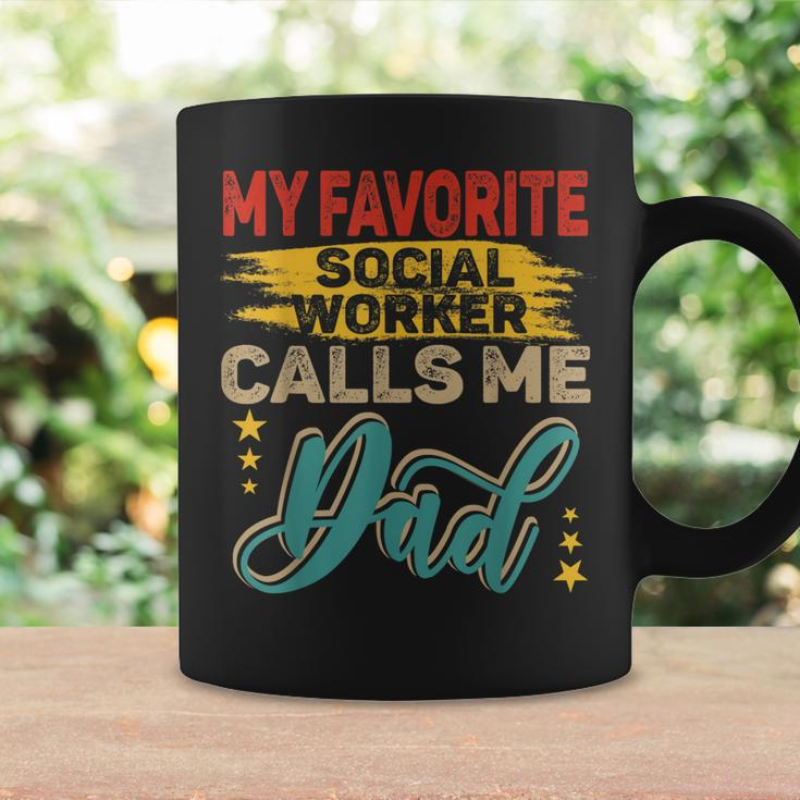 Vintage Retro My Favorite Social Worker Calls Me Dad Family Coffee Mug Gifts ideas