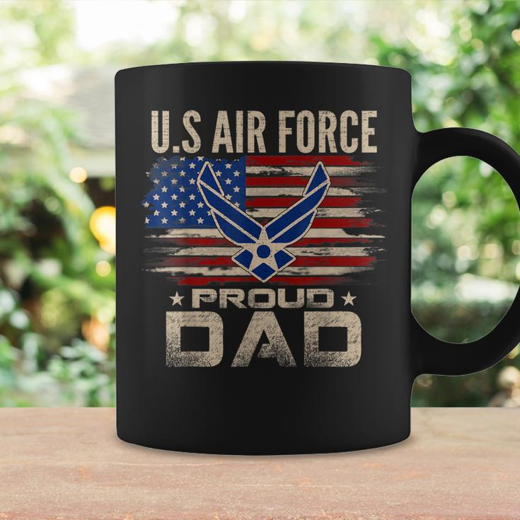 Vintage US Air Force Proud Dad With American Flag Coffee Mug Gifts ideas