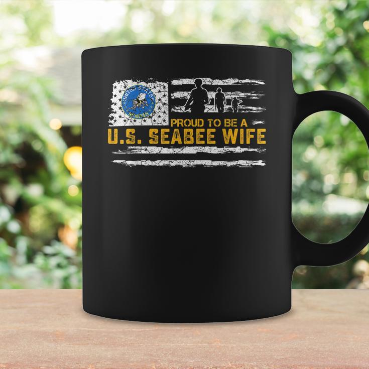 Vintage Usa American Flag Proud To Be A Seabee Wife Military Coffee Mug Gifts ideas