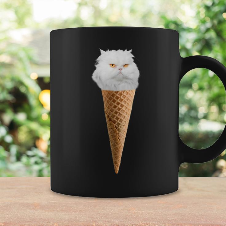 White Fluffy Cat Sitting In The Ice Cream Cone Coffee Mug Gifts ideas