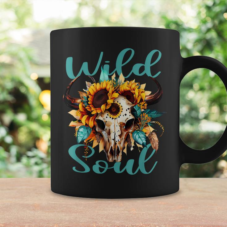 Wild Soul Women Vintage Western Sunflower Boho Cow Skull Coffee Mug Gifts ideas