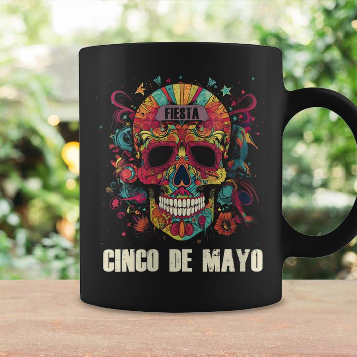 Womens Cinco De Mayo Day Of Dead Sugar Skull Skeleton Floral Skull Coffee Mug Gifts ideas