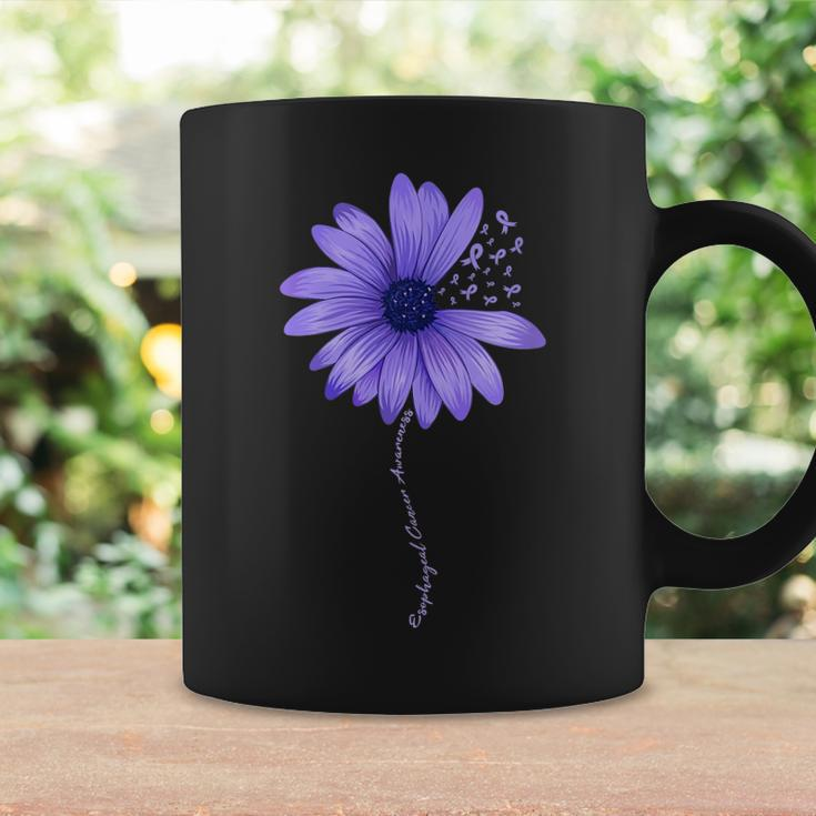 Womens Esophageal Cancer Awareness Sunflower Periwinkle Ribbon Coffee Mug Gifts ideas