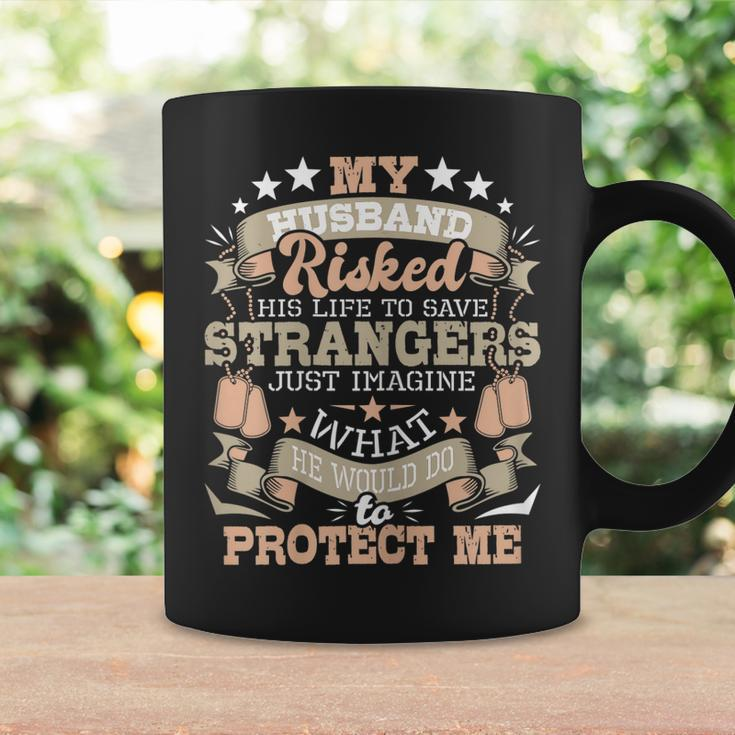 Womens My Husband Risked His Life - Us Army Veteran Wife Coffee Mug Gifts ideas