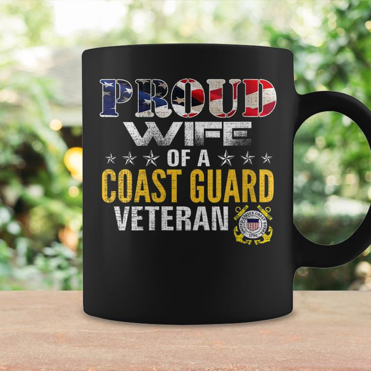 Womens Proud Wife Of A Coast Guard Veteran American Flag Military Coffee Mug Gifts ideas