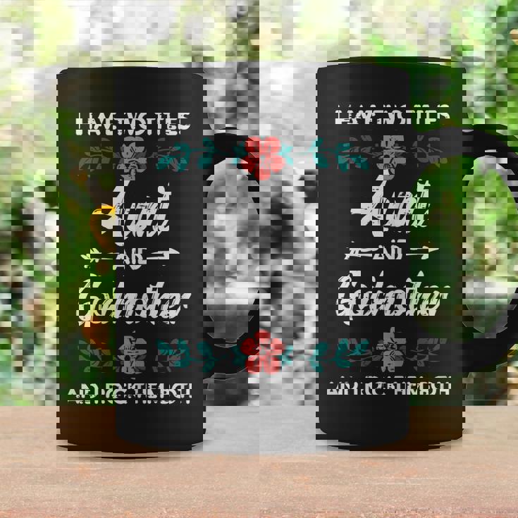 Womens Two Titles Aunt Godmother Mothers Day Aunty Auntie Women Coffee Mug Gifts ideas