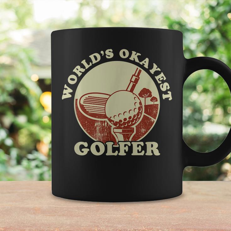 Worlds Okayest Golfer Retro Vintage Golf Player Husband Dad Coffee Mug Gifts ideas