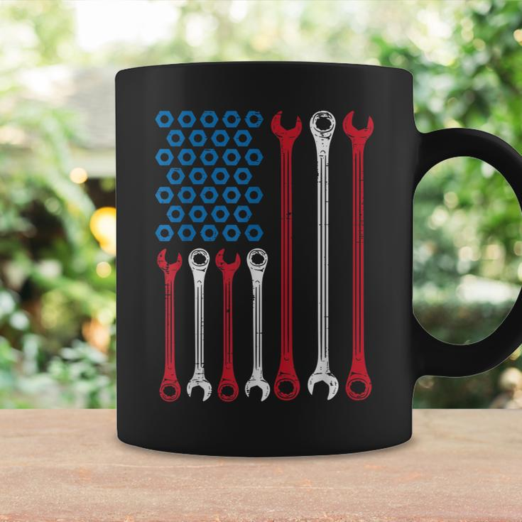 Wrench Flag Vintage Fathers Day Patriotic Mechanic Dad Men Coffee Mug Gifts ideas