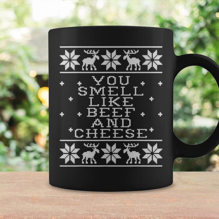 You Smell Like Beef And Cheese Funny Christmas Day Holiday Coffee Mug Gifts ideas