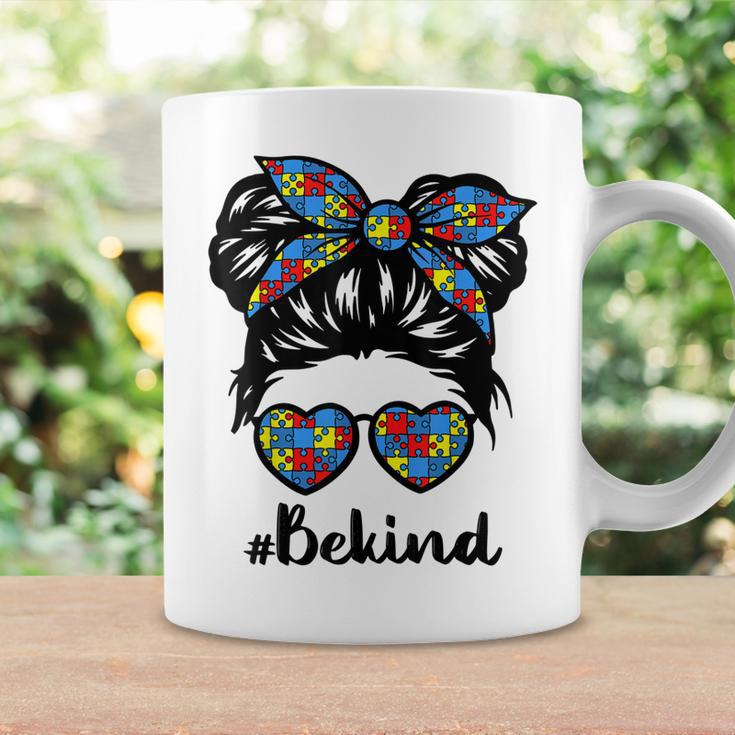 Be Kind Messy Bun Girls Kids Autism Awareness Kindness Month Coffee Mug Gifts ideas