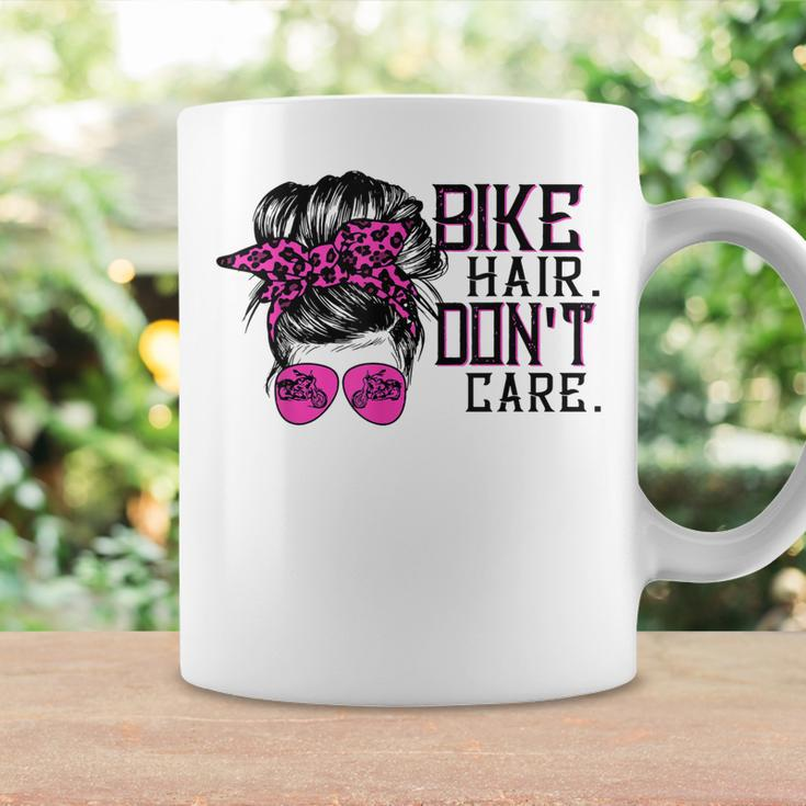 Bike Hair Dont Care Messy Bun Girl Biker Messy Bun Mom Coffee Mug Gifts ideas