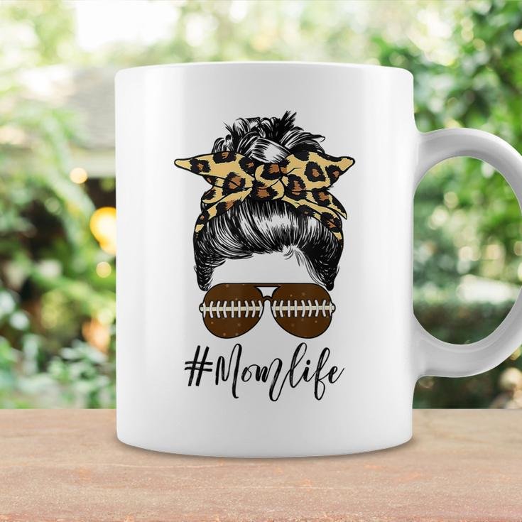 Cute Mom Life Football Skull Messy Bun Hair Mothers Coffee Mug Gifts ideas