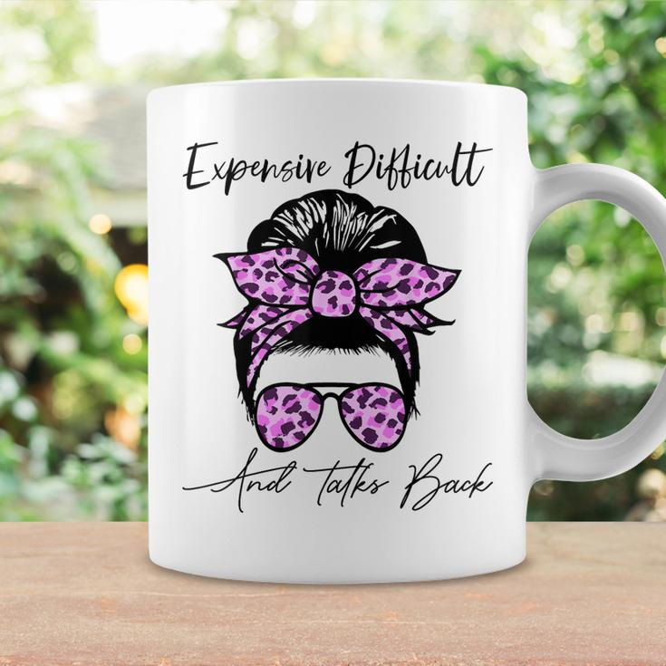 Expensive Difficult And Talks Back Messy Bun Leopard Pattern Coffee Mug Gifts ideas