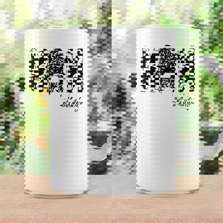 Funny Mom Life Cow Messy Bun Hair Bandana Glasses Mommy Girl Coffee Mug Gifts ideas