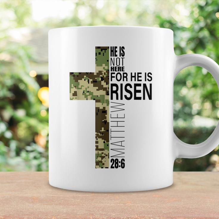 He Is Risen Christian Easter Verse Green Camo Cross Men Boys Coffee Mug Gifts ideas