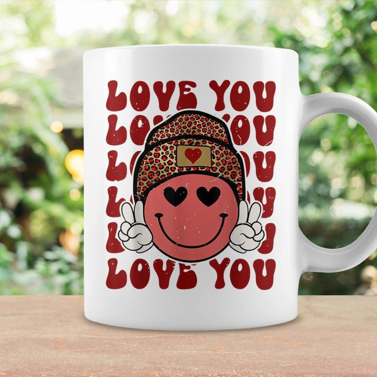 Hippie Smiling Face Wearing Beanie Hat Love You Valentine Coffee Mug Gifts ideas